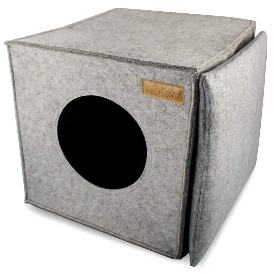 karaluna-katzenh-hle-filz-regal-33x33x37-schlafh-hle-mit-kissen image 1